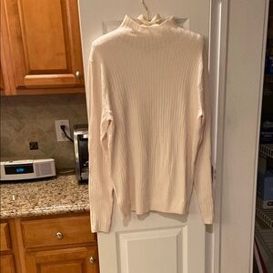 LOFT Elegant Cream Mock Turtleneck Sweater.